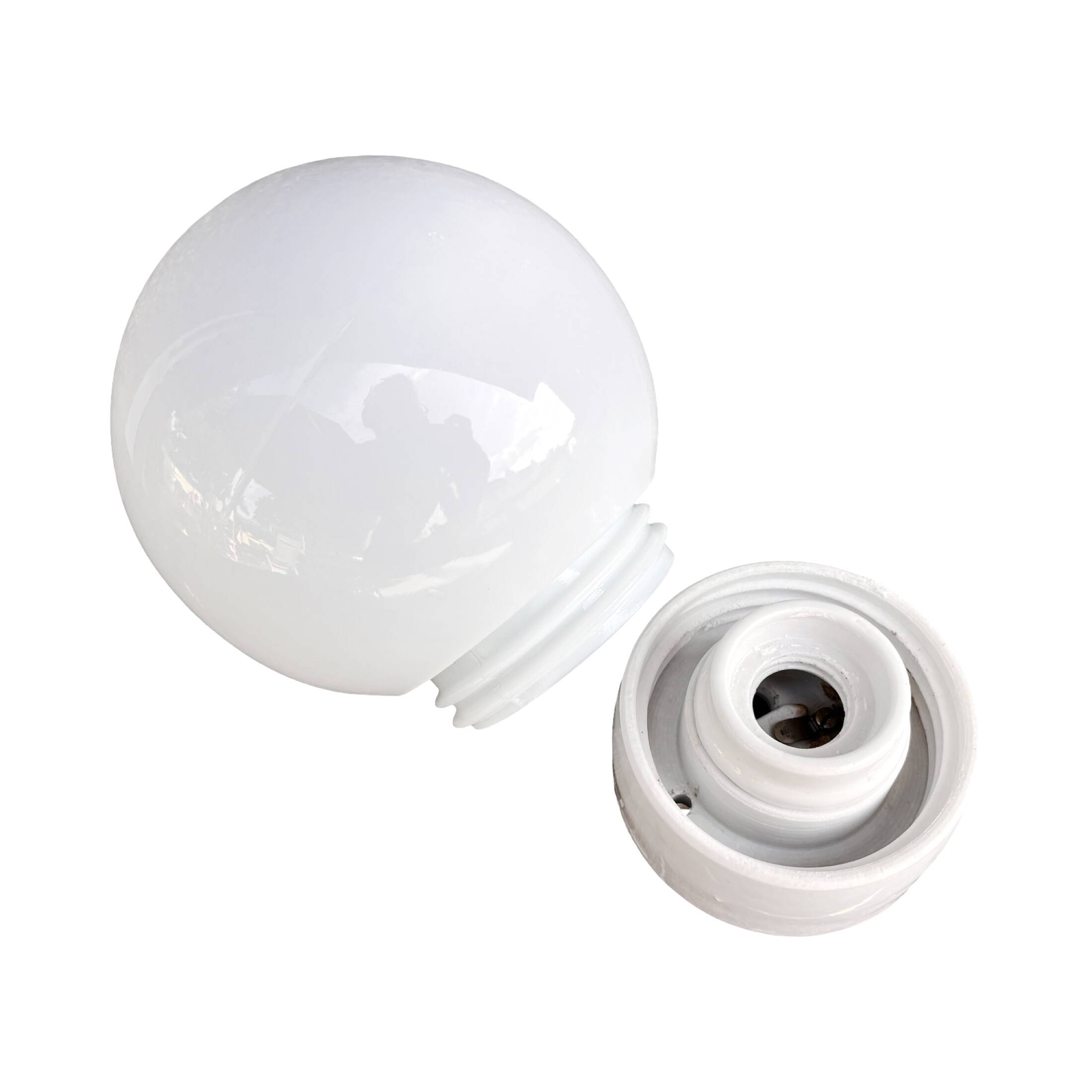 Industrial wall lamp, white, glass, FOTON, Poland, 1960s.