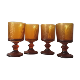 4 amber glasses