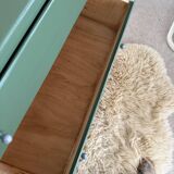 Vintage olive green chest of drawers with striped base