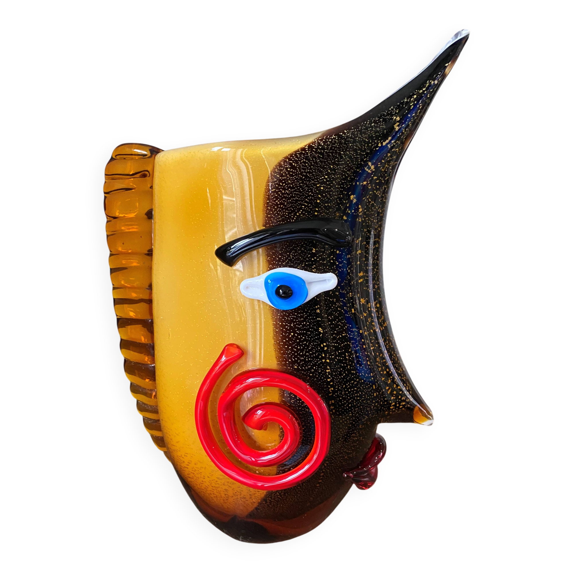 Fish head vase in Murano glass from the 1980s.