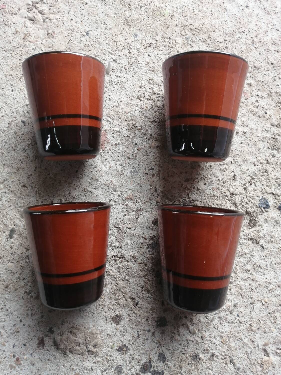 4 vintage glazed stoneware cup timpani