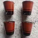 4 vintage glazed stoneware cup timpani