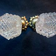 Duo of crystal vases Baccarat Le Creusot, carnation holder, bronze foot