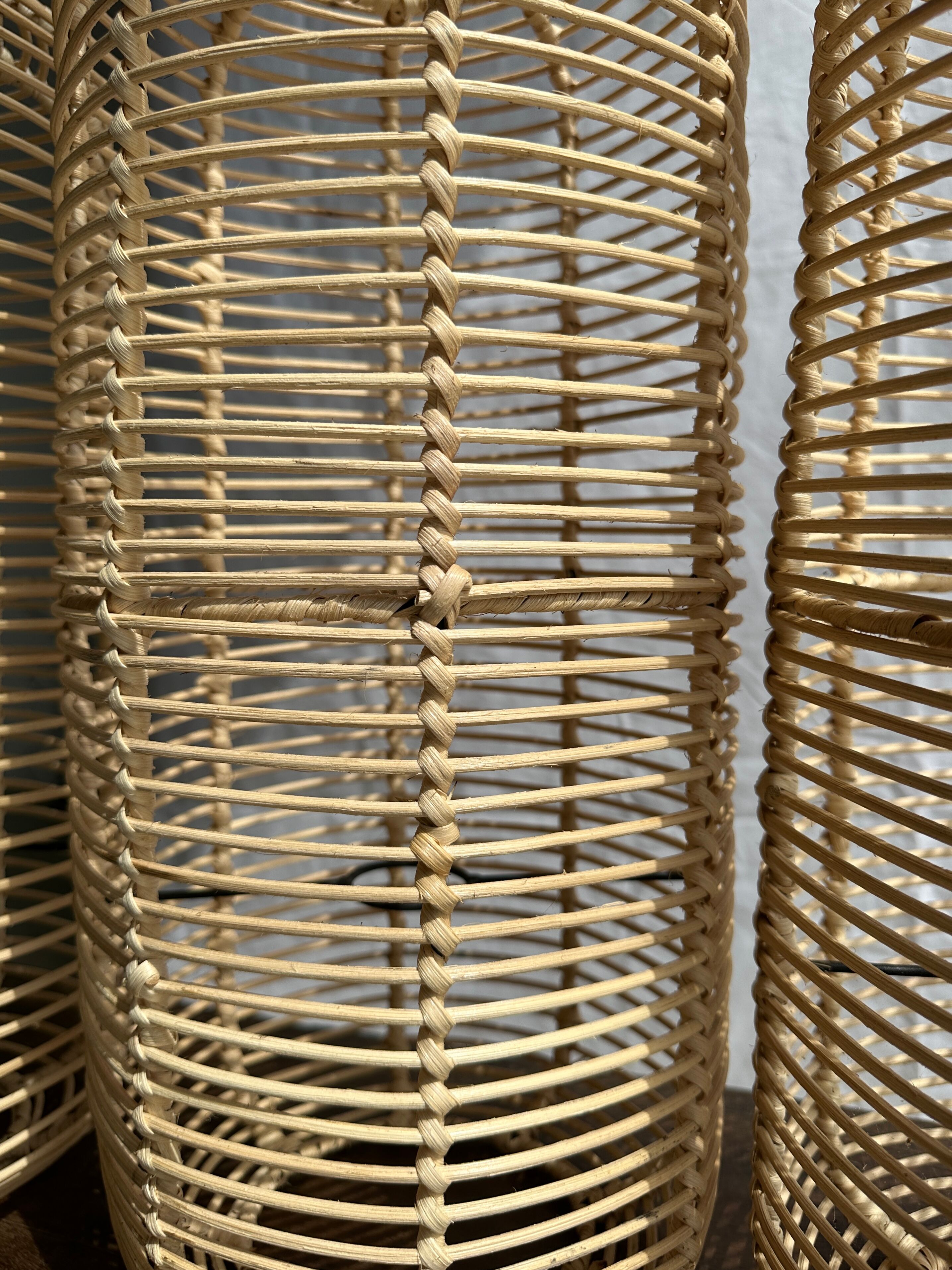 Large lantern-shaped rattan pendant lamp H50 D24