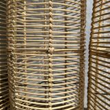 Large lantern-shaped rattan pendant lamp H50 D24