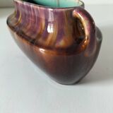 Oval ceramic vase with handles, glazed, 20th century.