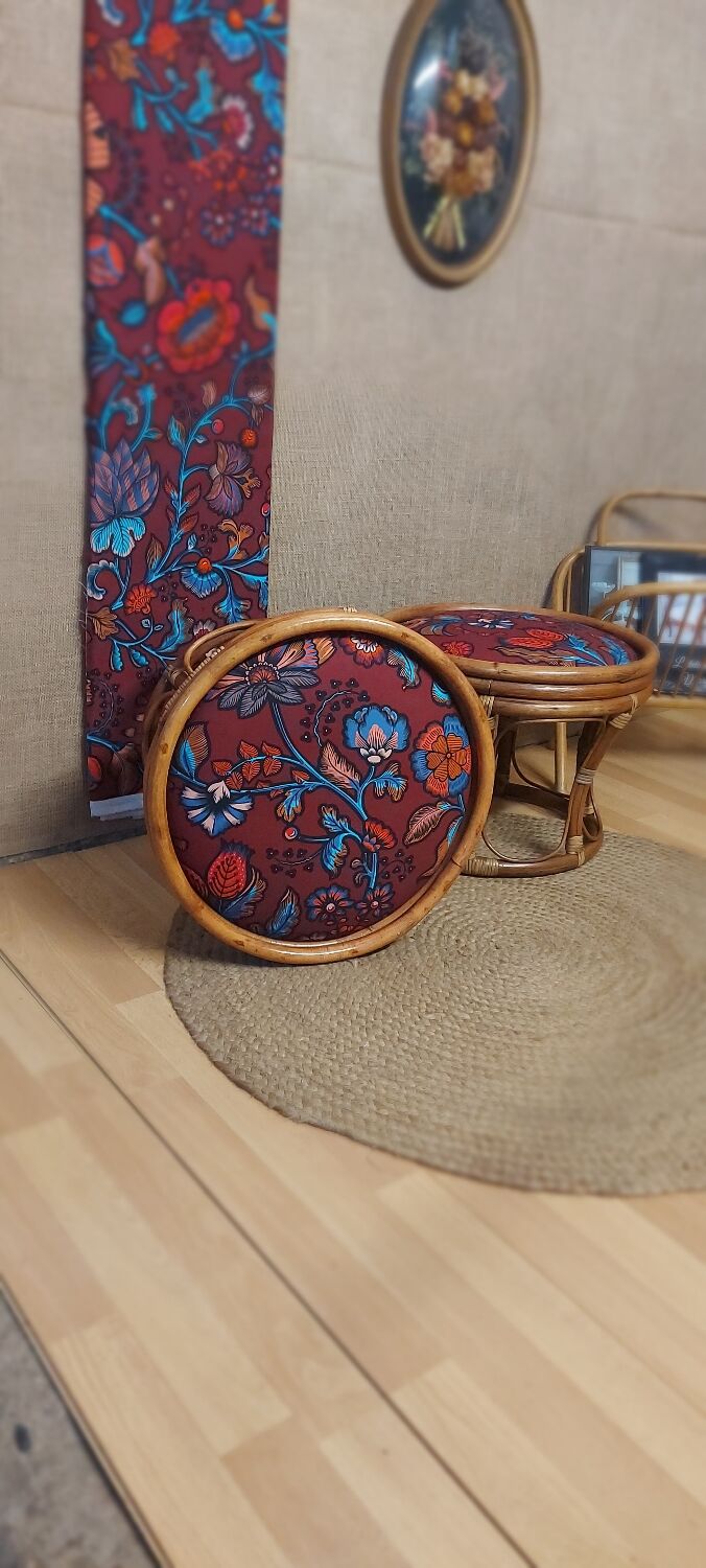 Pair of rattan stools