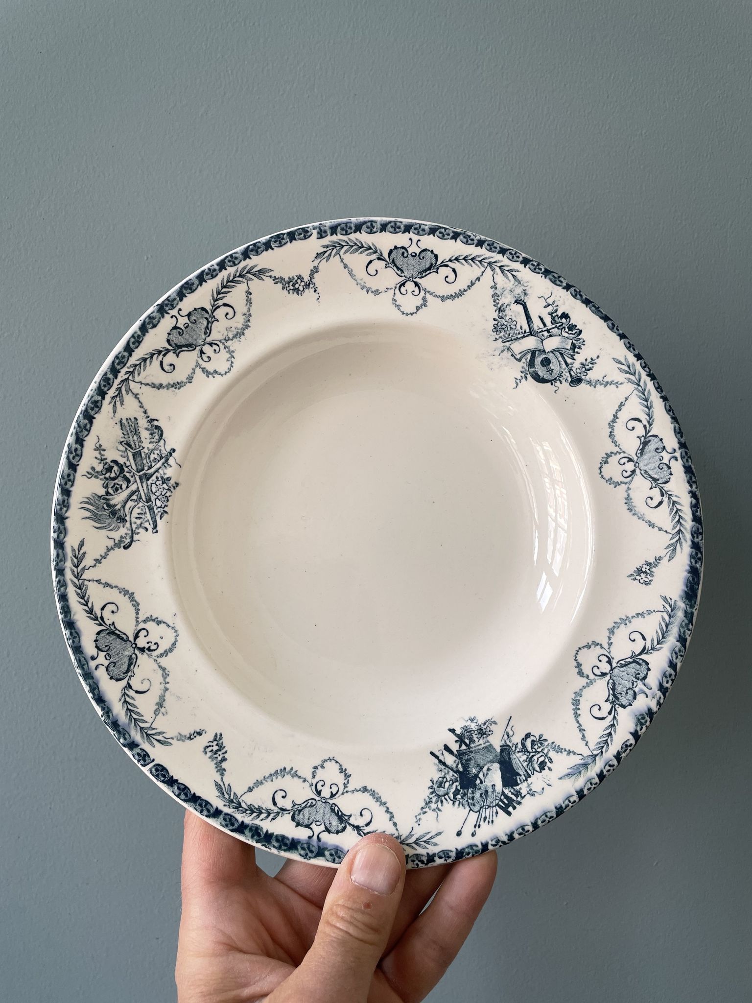Set of 7 mismatched hollow plates Terre de Fer XIXth