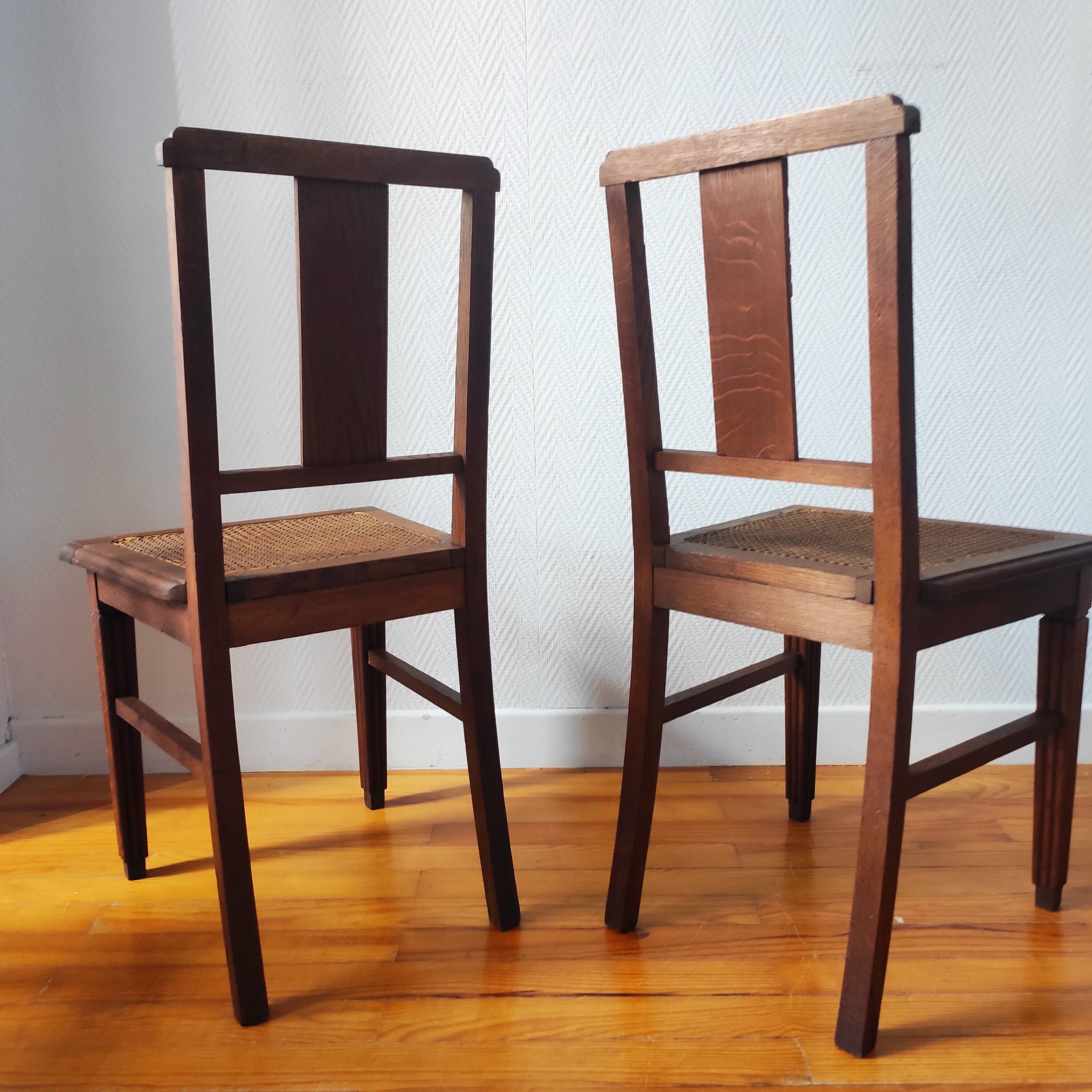 Art Deco chairs in new caned oak