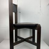 Set of 4 architectural brutalist dining chairs in beech wood, 1970s