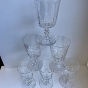 Set of 6 large wine glasses, crystal wine water engraved early twentieth century