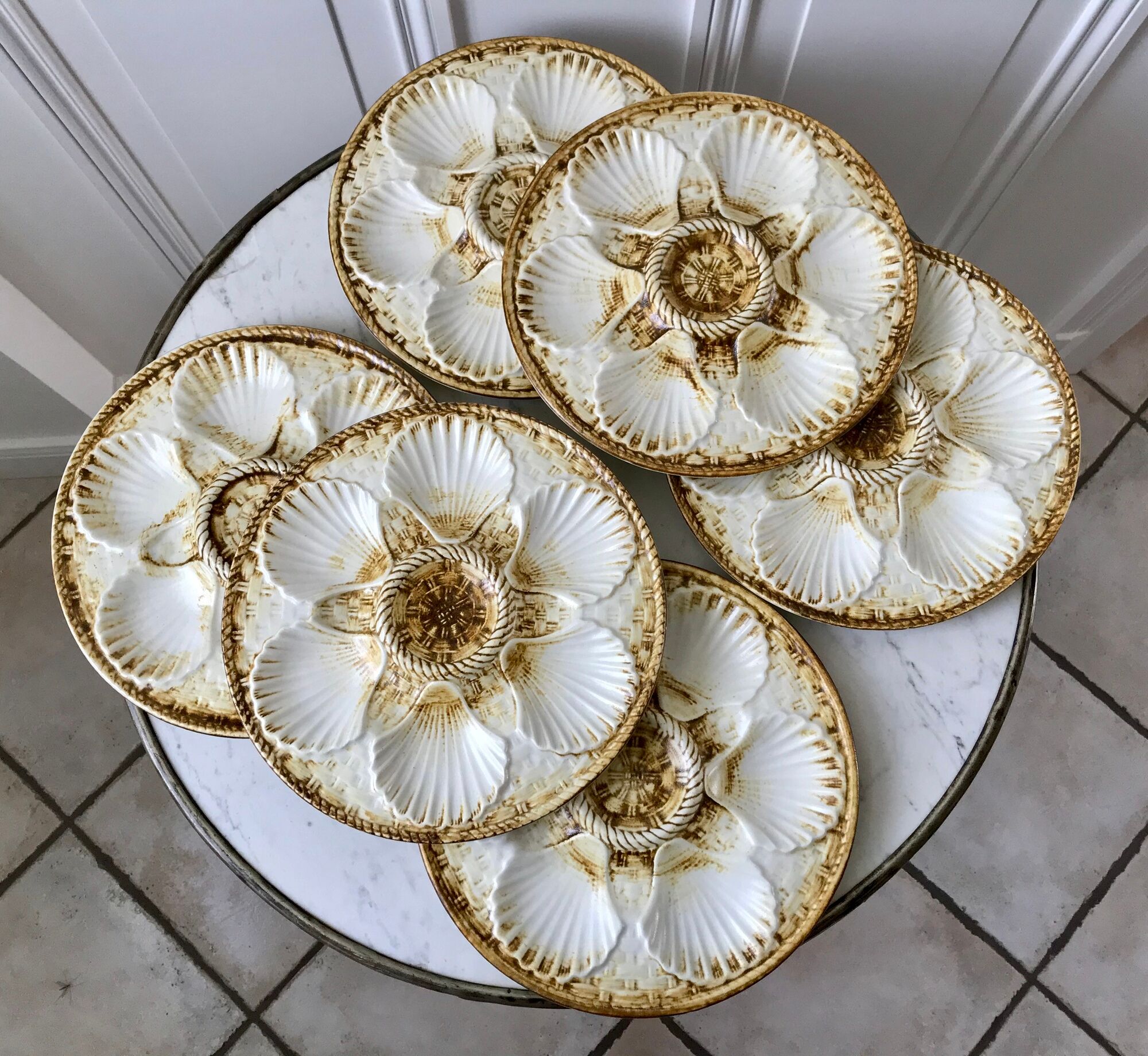 Set of 6 Oyster Plates Longchamp years 50-60