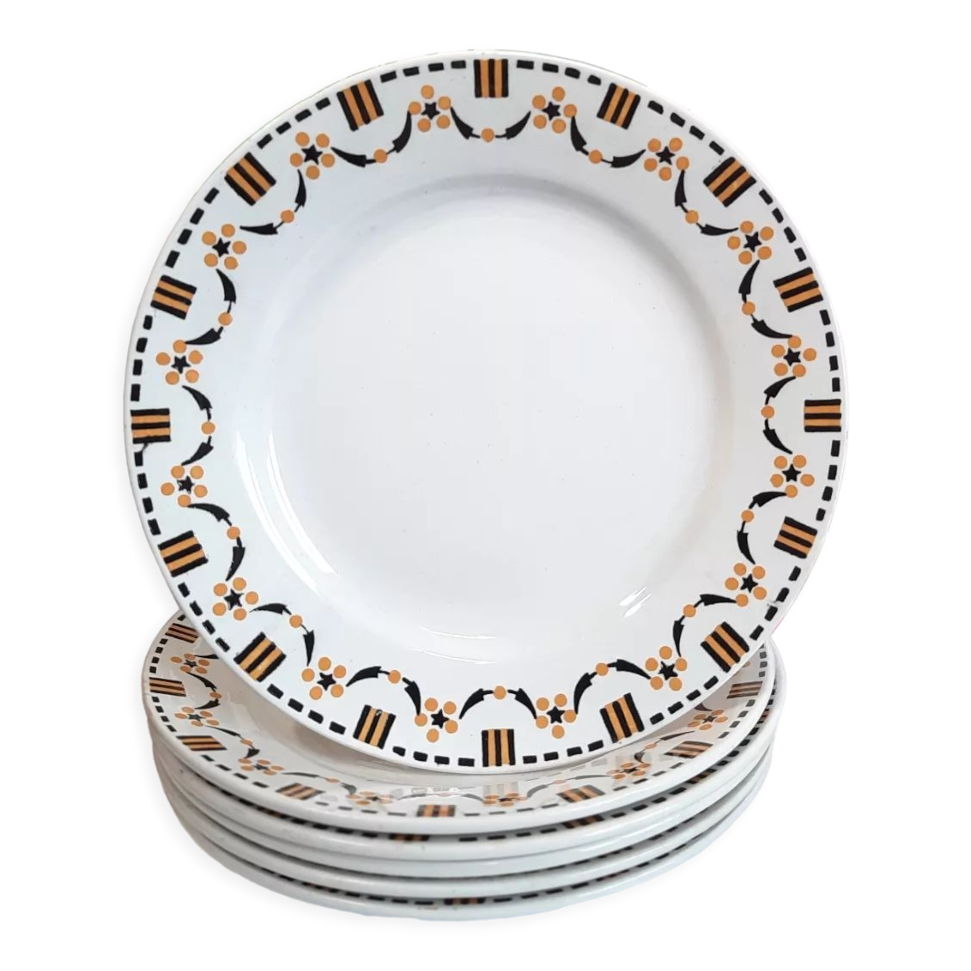 6 assiettes à dessert art déco gien