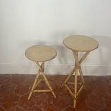 Pair of bamboo and rattan selette 1960