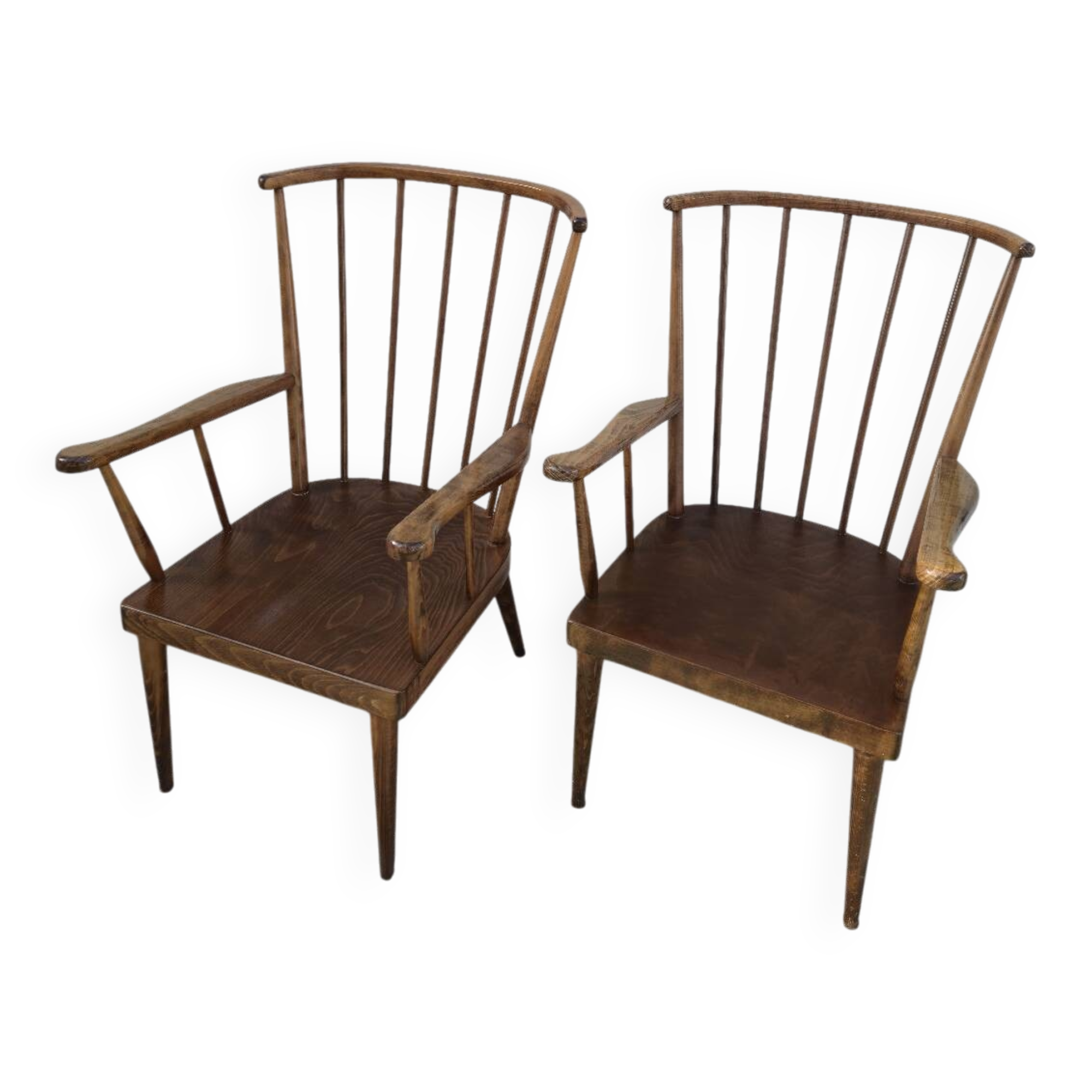 Pair of Baumann armchairs, signed, vintage Fan model