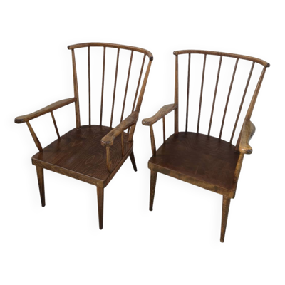 Paire de fauteuils Baumann signé modèle Éventail vintage