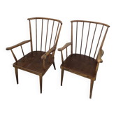 Paire de fauteuils Baumann signé modèle Éventail vintage