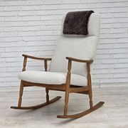 1970s, Scandinavian design, high-backed rocking chair, reupholstered.