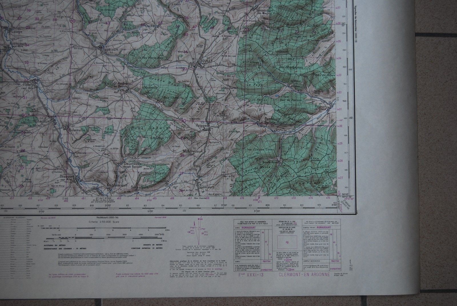 Map France Clermont Argonne 1953