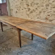 19th Century French Farmhouse Table in Chestnut Wood, Extendable to 365cm, Rustic Dining or Work Table