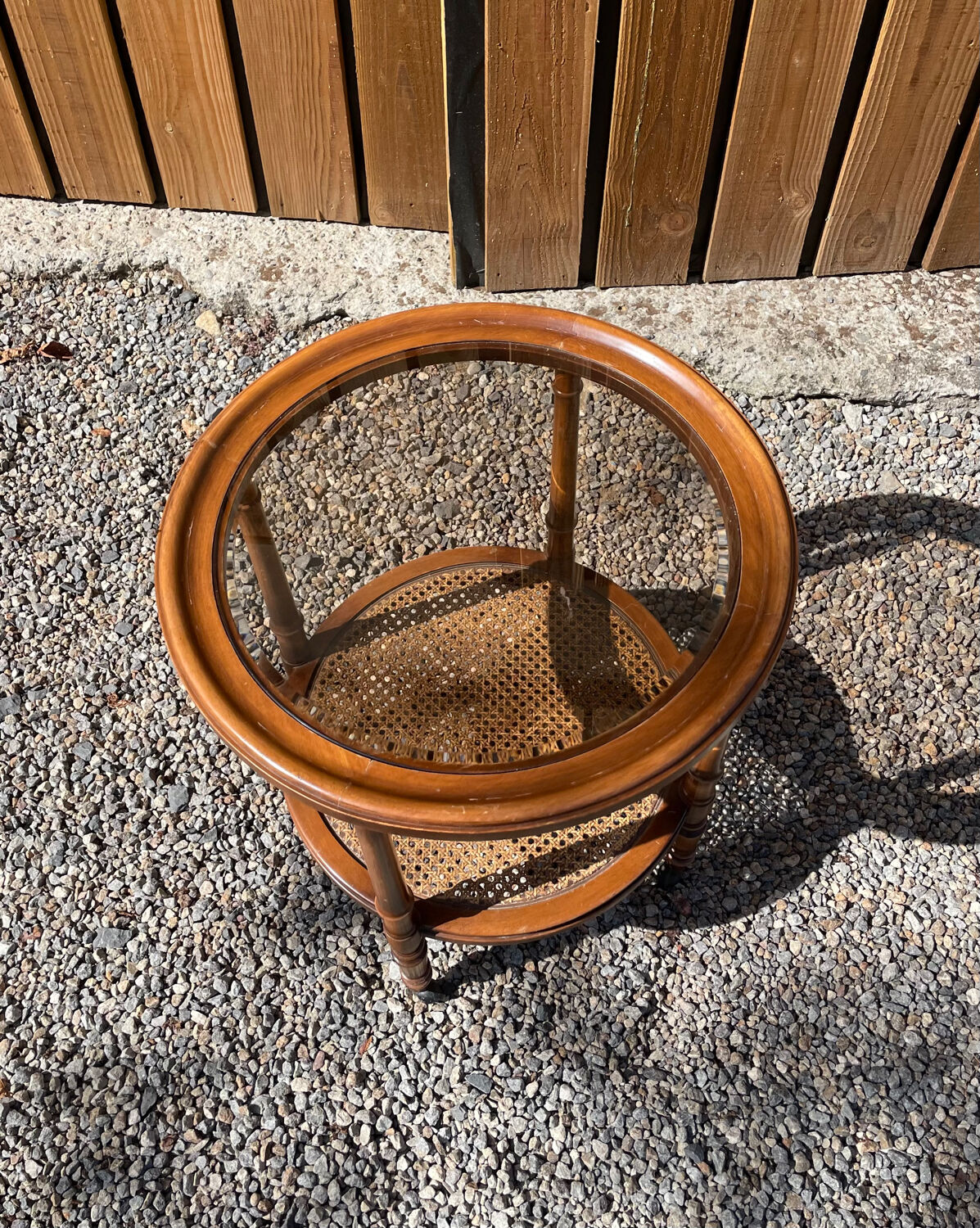 Chariot vintage en bois rotin