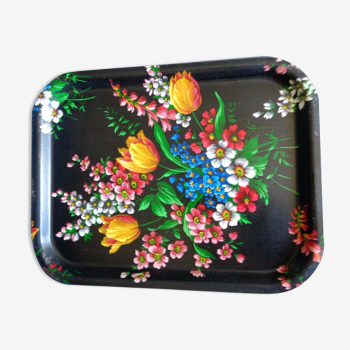 Black top with floral decoration in fiberglass 50 years 60 70