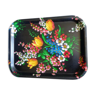 Black top with floral decoration in fiberglass 50 years 60 70