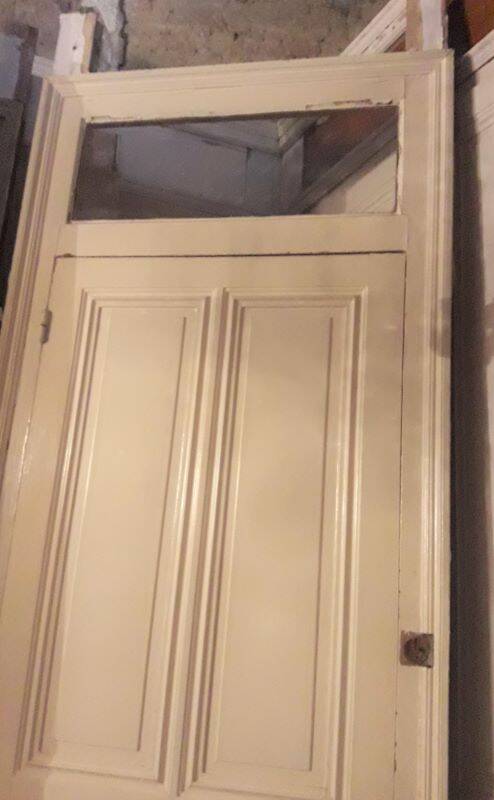 Haussmannian door 83x220.5cm with an old glazed transom frame.