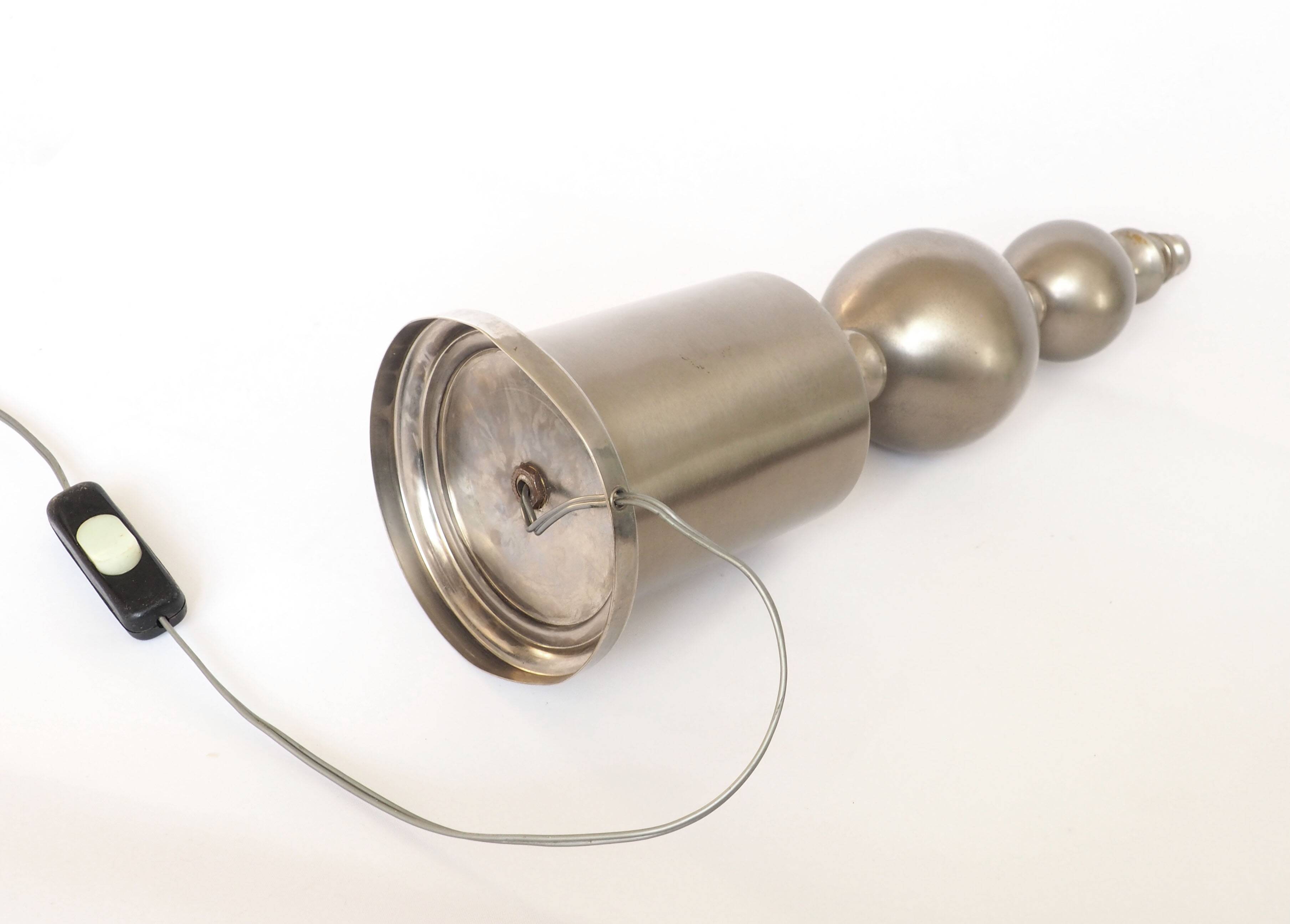 Pied de lampe maison Barbier 2 spheres acier poli