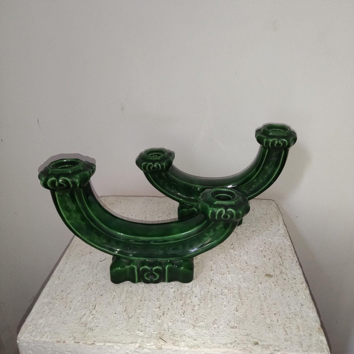 Pair of ceramic candle holders 40s Bonome