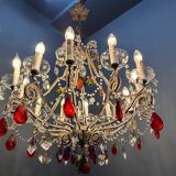 Murano Glass Fruit Crystal Beaded Chandelier, Italy, 1960s
