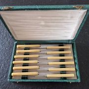 Philos - Set of 12 stainless steel dessert knives with bakelite handles.