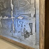 Large walnut and metal wall decoration "Design 1950"