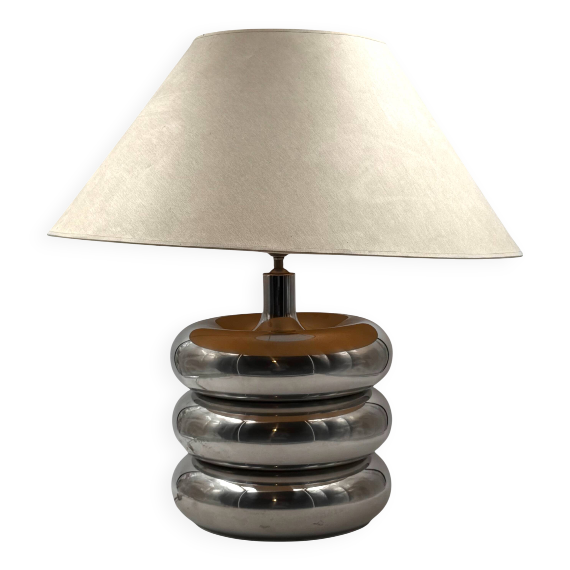 Hollywood regency chromed table lamp base, Luci Milano Italy, 1970s