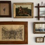 19th century Parisian salon, large original framed drawing