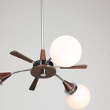 Mid-Century Modern Italian Chrome and Opaline Chandelier