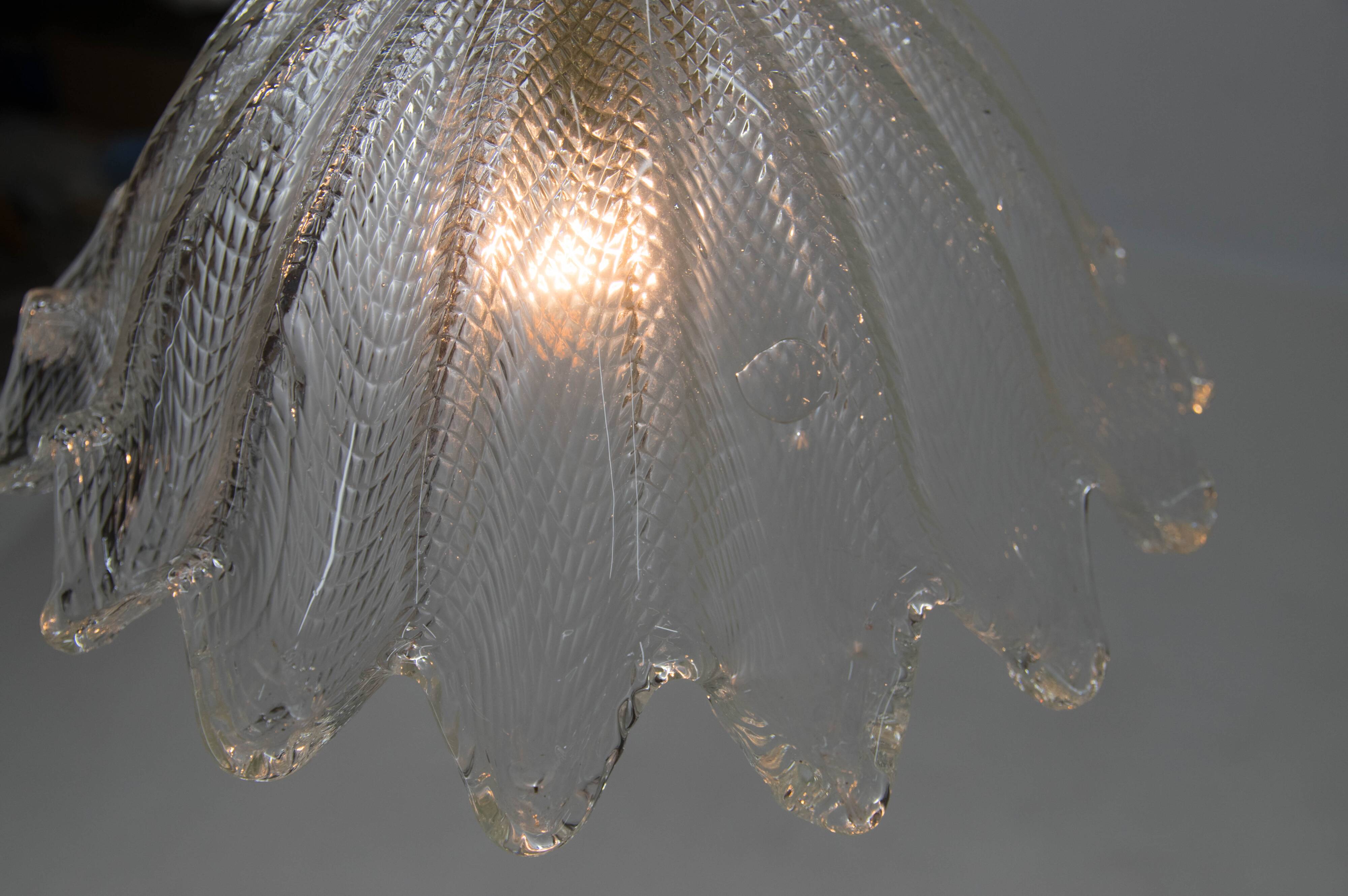 Glass and brass pendant, italy, 1970s