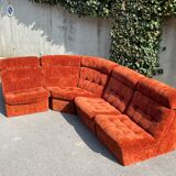 Modular sofa in rusty velvet, France 1970s