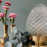 Vintage globe table lamp in diamond-point glass