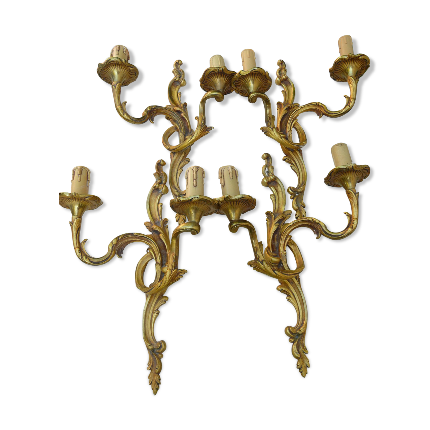 Two pairs of bronze wall light