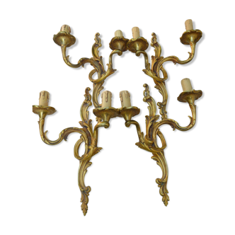 Two pairs of bronze wall light