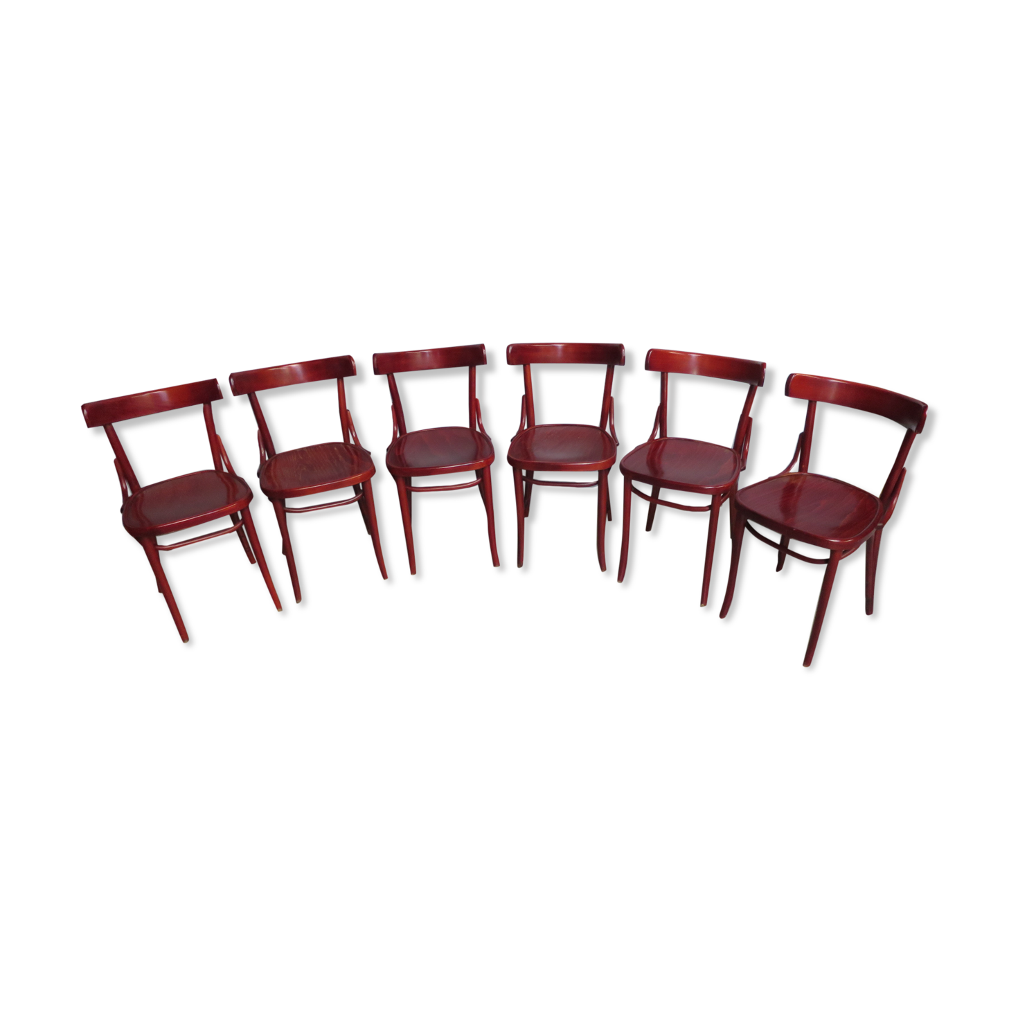 Set of 6 bistro chairs in curved wood