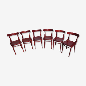 Lot de 6 chaises bistrot en bois courbé