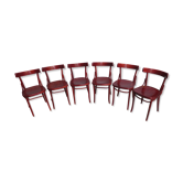 Lot de 6 chaises bistrot en bois courbé