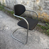 Effezeta armchairs, Italian design from the 70s, in chrome and black leatherette