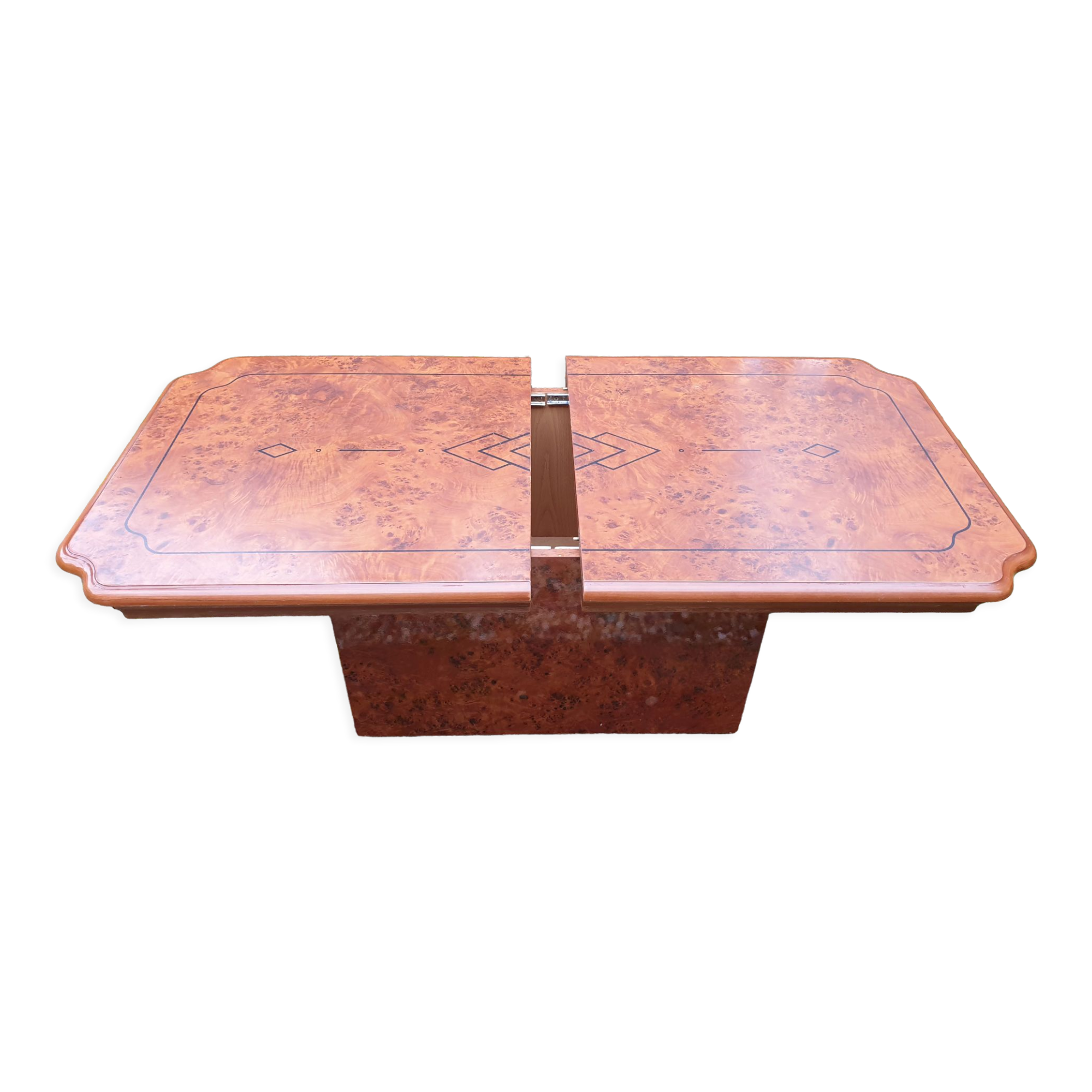 Elm burl cocktail coffee table