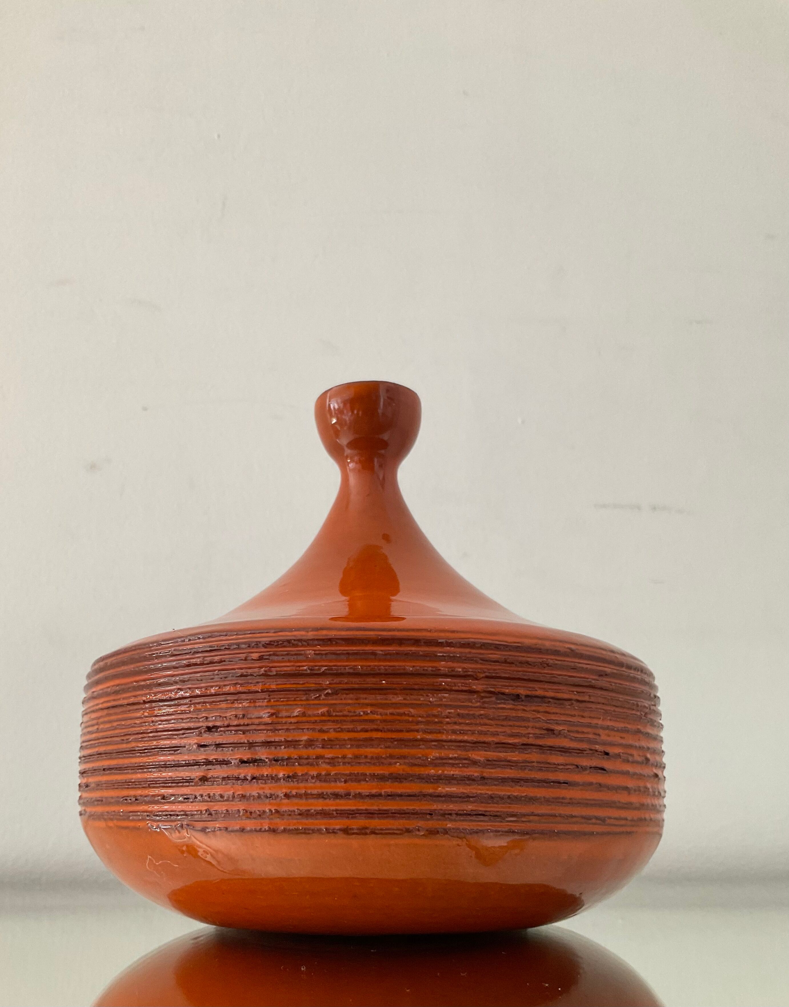 Vase soliflore vintage en terre cuite émaillée