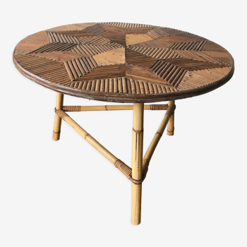 Table basse ronde en rotin