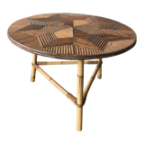 Round rattan coffee table