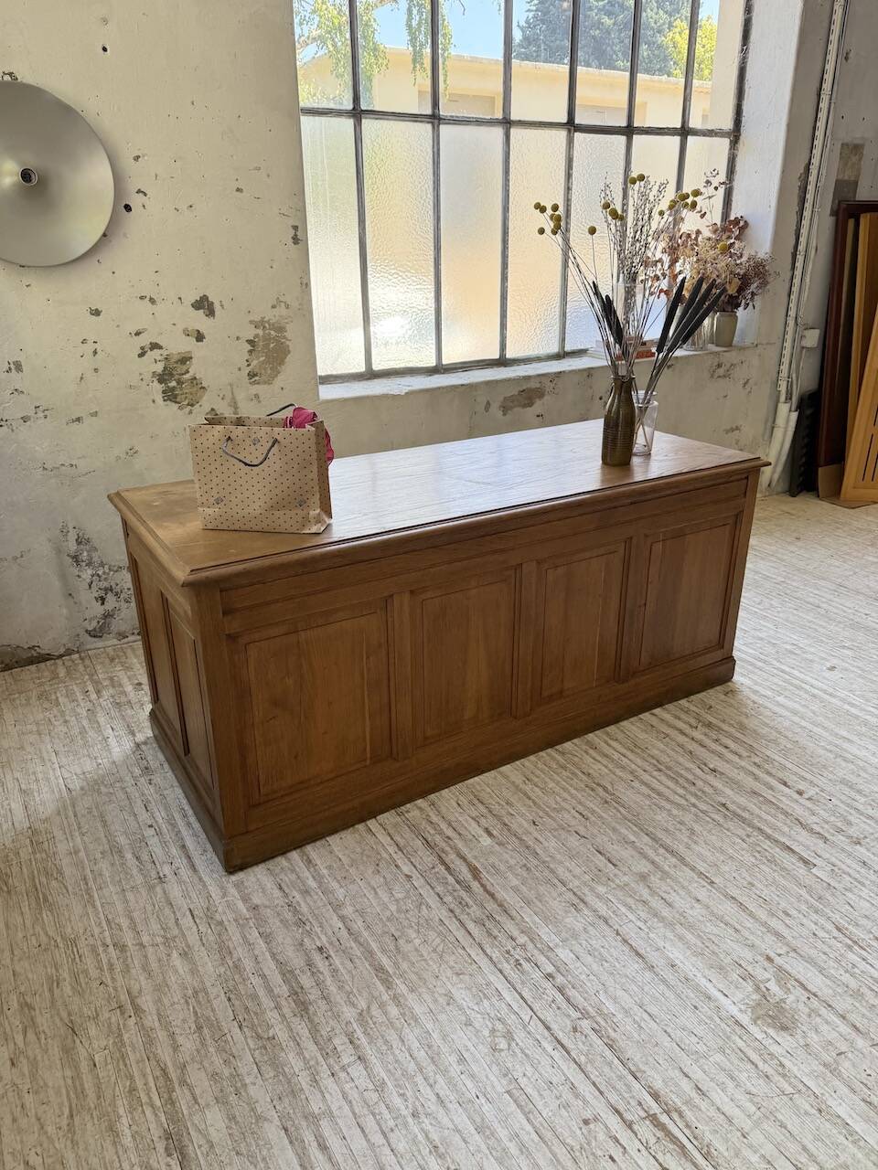 1950s oak office counter